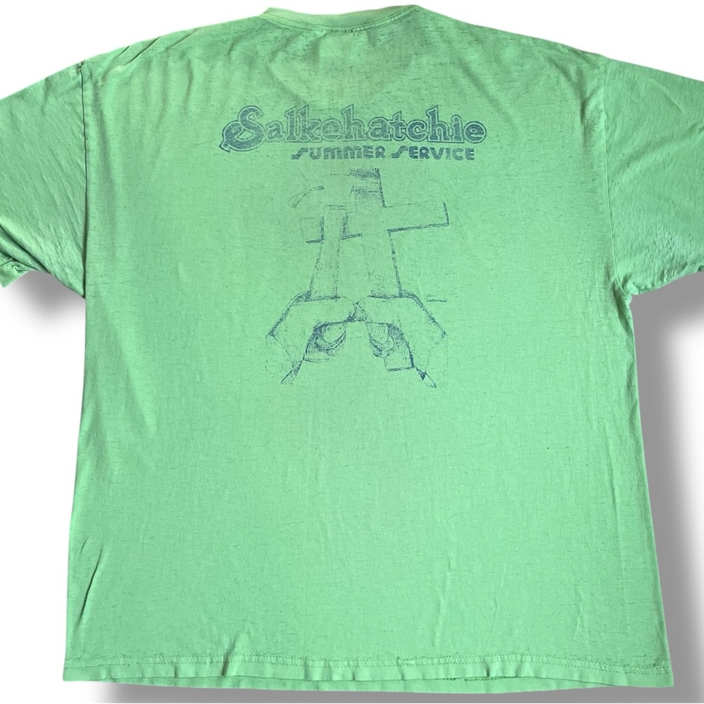 Vtg Jesus T-Shirt Mens 2XL Green‎ Religious Christian Gospel 2003 Salkehatchie